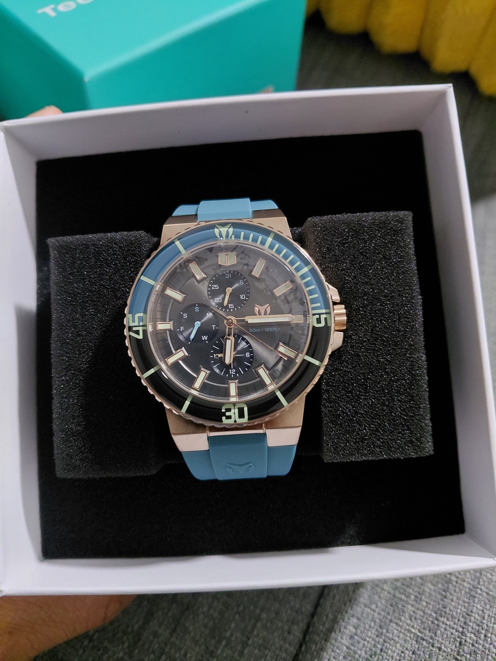Tecnomarine 43 Mm. Tevise Blue Silicone Strap Chronograph Watch NEW!! WITH TAGS!